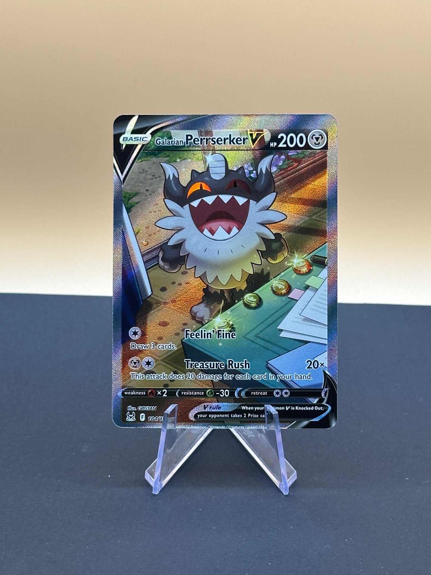 Pokémon SWSH Lost Origin: Galarian Perrserker V 184/196