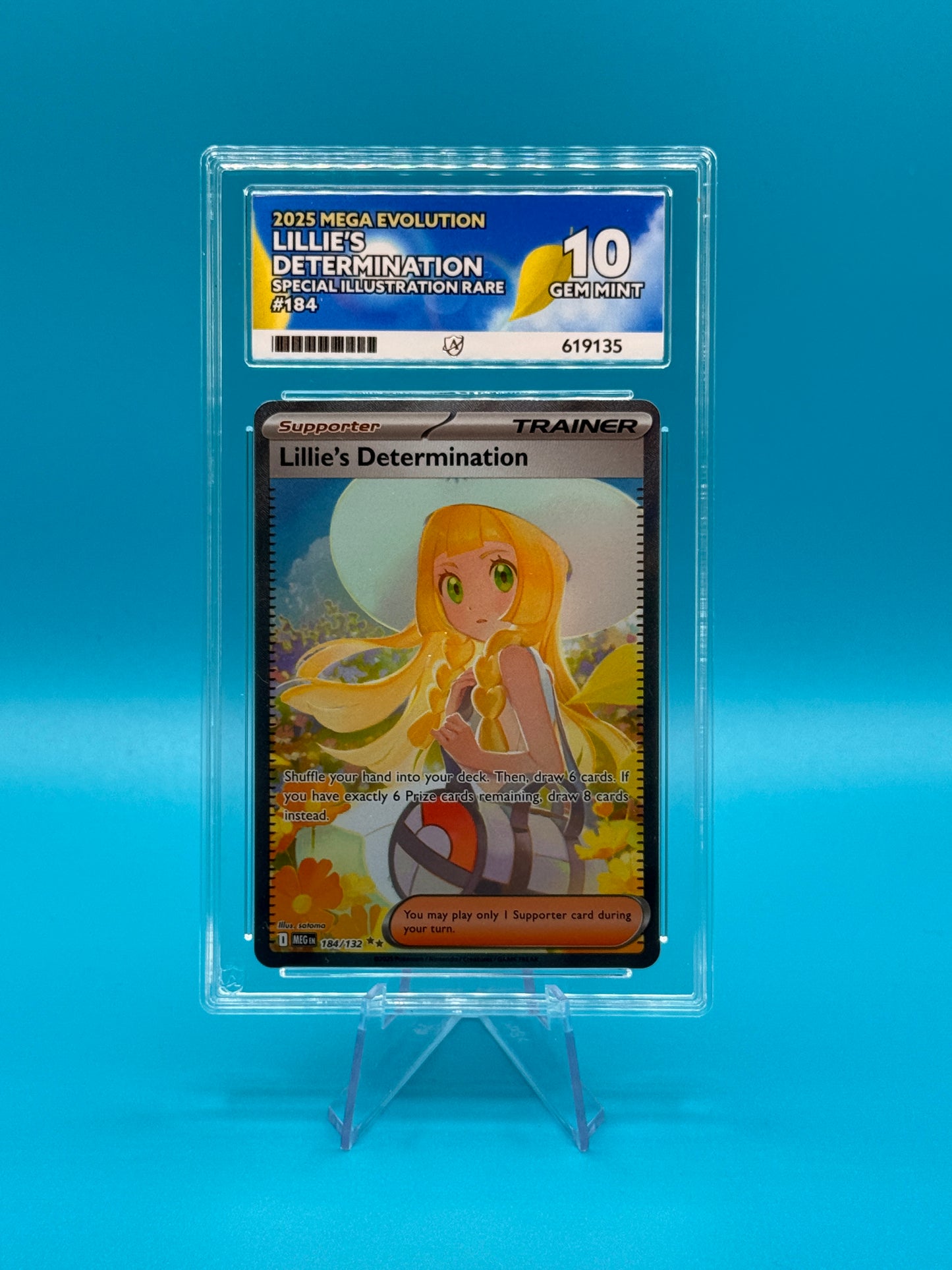 Pokémon TCG Mega Evolutions: Lillie's Determination 184/132 ACE GEM MINT 10 (Special Illustration Rare)