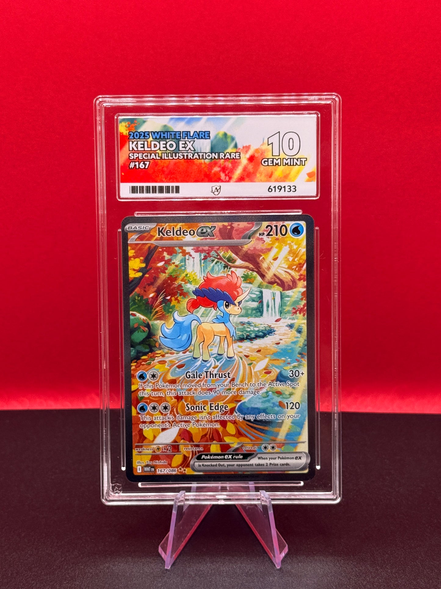 Pokémon TCG S&V White Flare: Keldeo Ex 167/086 ACE GEM MINT 10 (Special Illustration Rare)
