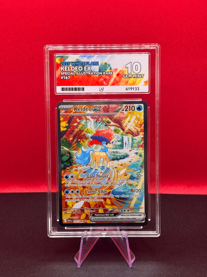 Pokémon TCG S&V White Flare: Keldeo Ex 167/086 ACE GEM MINT 10 (Special Illustration Rare)