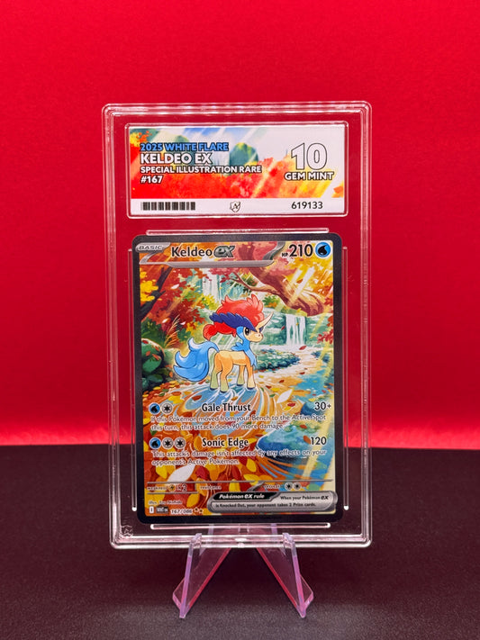 Pokémon TCG S&V White Flare: Keldeo Ex 167/086 ACE GEM MINT 10 (Special Illustration Rare)