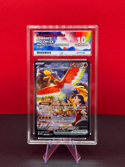Pokémon TCG: S&V Destined Rivals: Ethan's Ho-Oh Ex 230/182 ACE GEM MINT 10 (Special Illustration Rare)