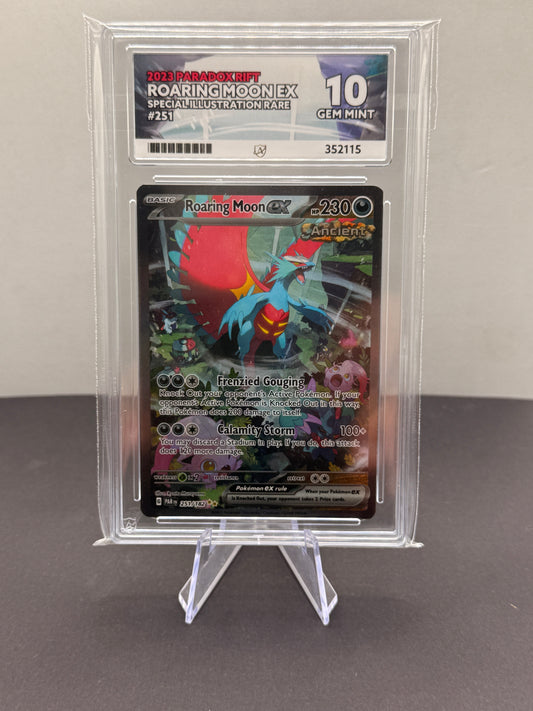 Pokémon TCG: Scarlet & Violet Paradox Rift Roaring Moon Ex 251/182 ACE GEM MINT 10