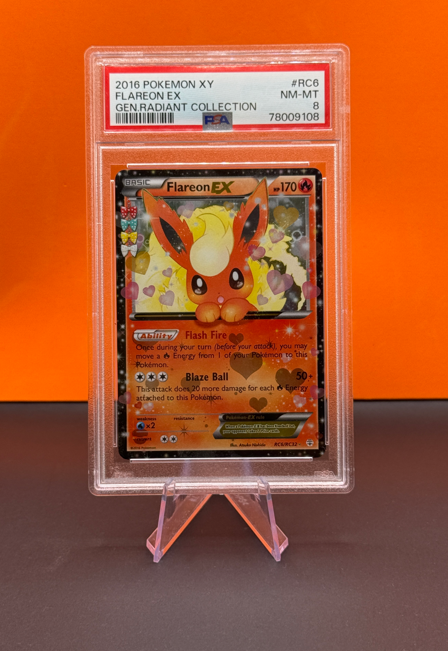Pokémon XY Radiant Collection: Flareon ex RC6/RC32 (PSA 8)